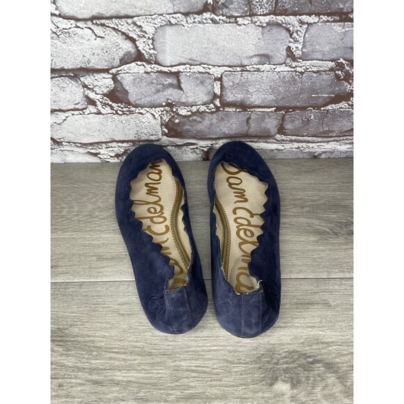 Sam Edelman Frances Blue Suede Leather Slip On Scalloped Flats Women Sz 9M US/39 - Picture 5 of 16